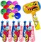 4E's Novelty 25 Piece Set Inflatable Baseball Bats With Pow Design, 12 Punch Balloons For Kids, 1 Huge 30" Bopper For Super Hero Birthday Bat, Carnival Prizes, And Baseball Bat Blow Up Fun, Ages 3+
